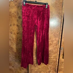 Vintage crushed red velvet ribbed stretch leggings